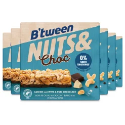 6x Hero B'tween Nuts & Choc Cashew Chocolade Wit Puur 3 x 32 gr