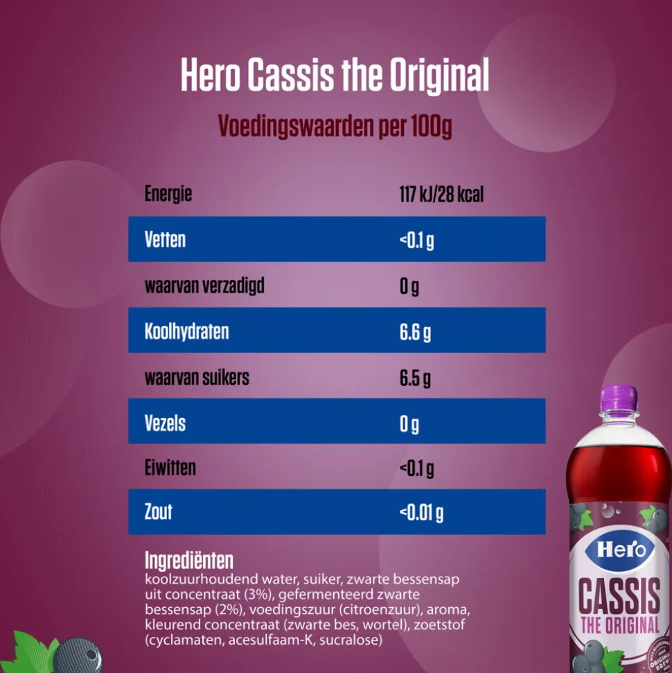 3x Hero Cassis The Original 1,25 liter