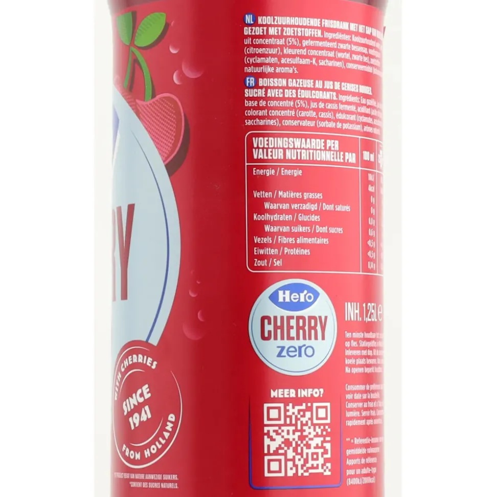 6x Hero Cherry Zero 1,25 liter