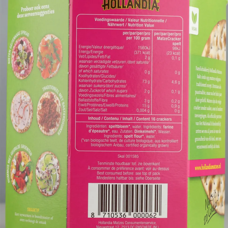 3x Hollandia Matze Crackers Spelt 100 gr