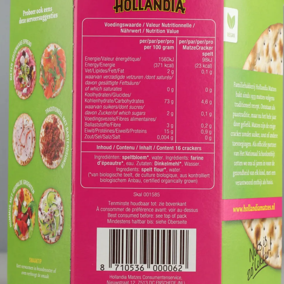 3x Hollandia Matze Crackers Spelt 100 gr
