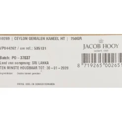 3x Jacob Hooy Kaneel Ceylon Gemalen 250 gr