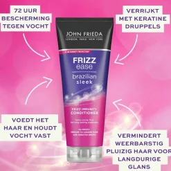 4x John Frieda Frizz Ease Brazilian Sleek Conditioner 250 ml