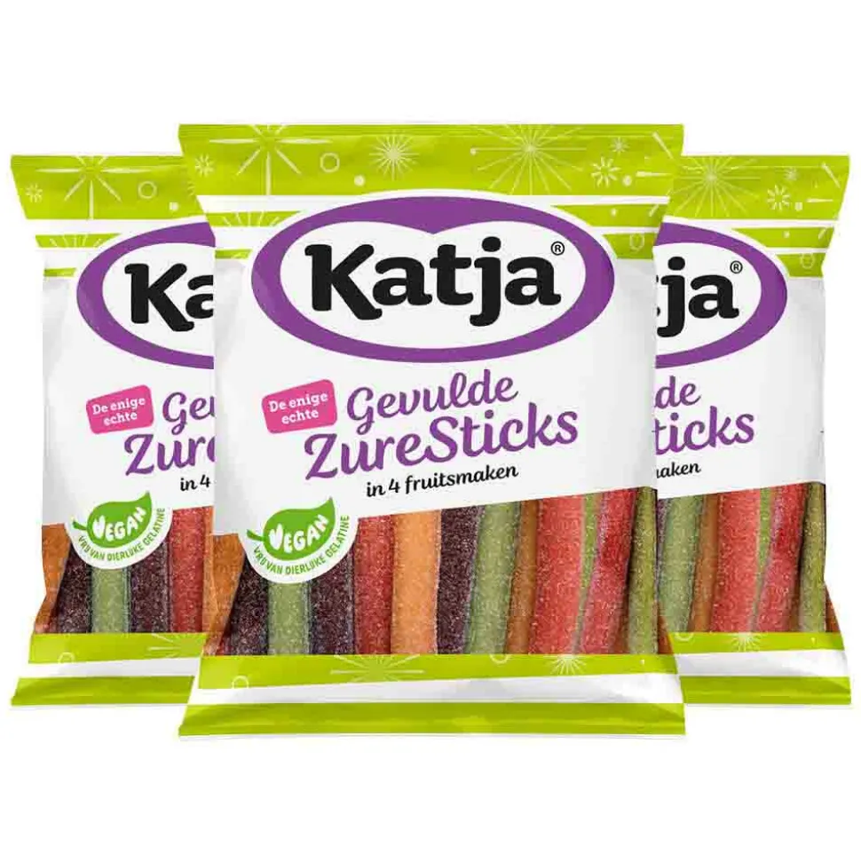 3x Katja Gevulde Zure Stick mix 125 gr