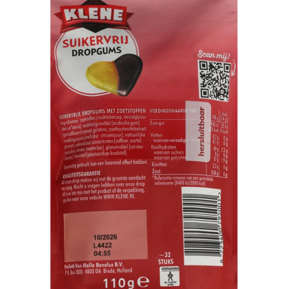 3x Klene Dropgums Suikervrij 105 gr