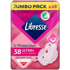 8x Libresse Ultra+ Regular Maandverband met Vleugels Jumbo Pack 38 stuks