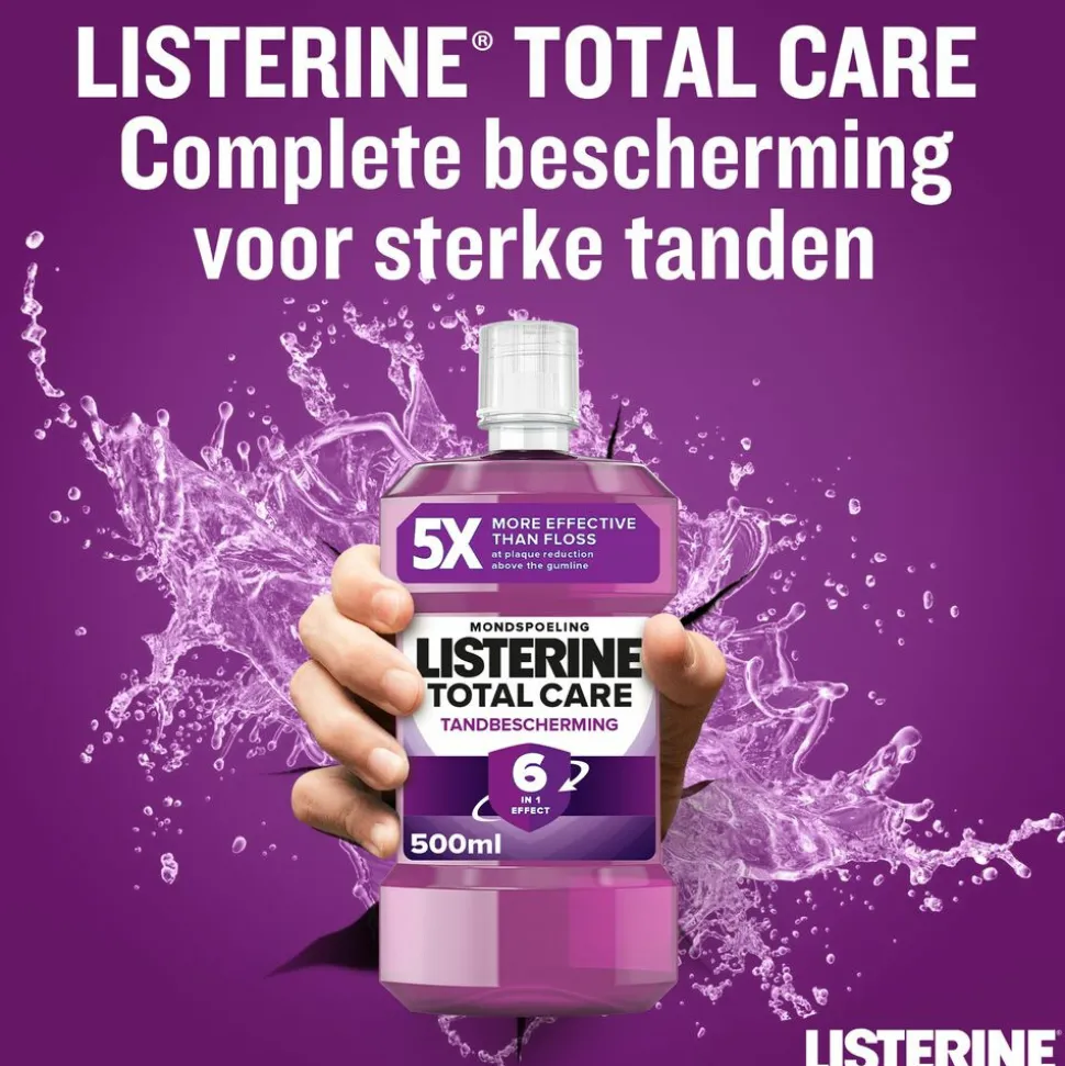 3x Listerine Mondwater Total Care Tandbescherming 500 ml