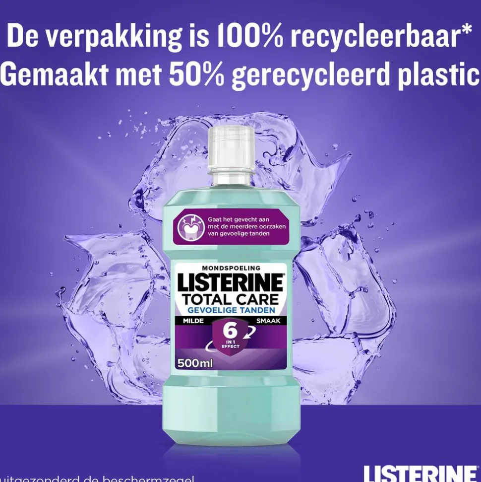3x Listerine Mondwater Total Care Gevoelige Tanden 500 ml
