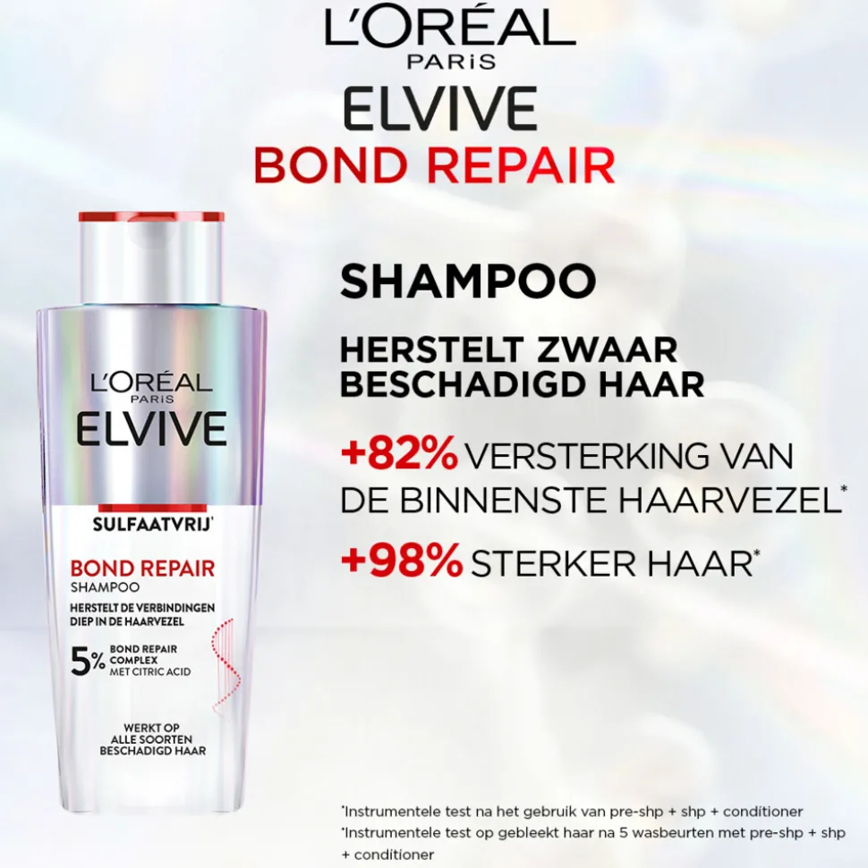6x L'Oréal Elvive Bond Repair Shampoo 200 ml