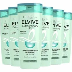 6x L'Oréal Elvive Extraordinary Clay Shampoo 250 ml