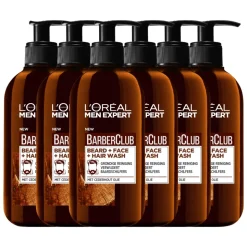 6x L'Oréal Men Expert BarberClub Baard Gezicht & Haar 3-in-1 Wash 200 ml