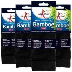 4x Lucovitaal Bamboe Sok Lang Zwart Maat 43-46 1 paar