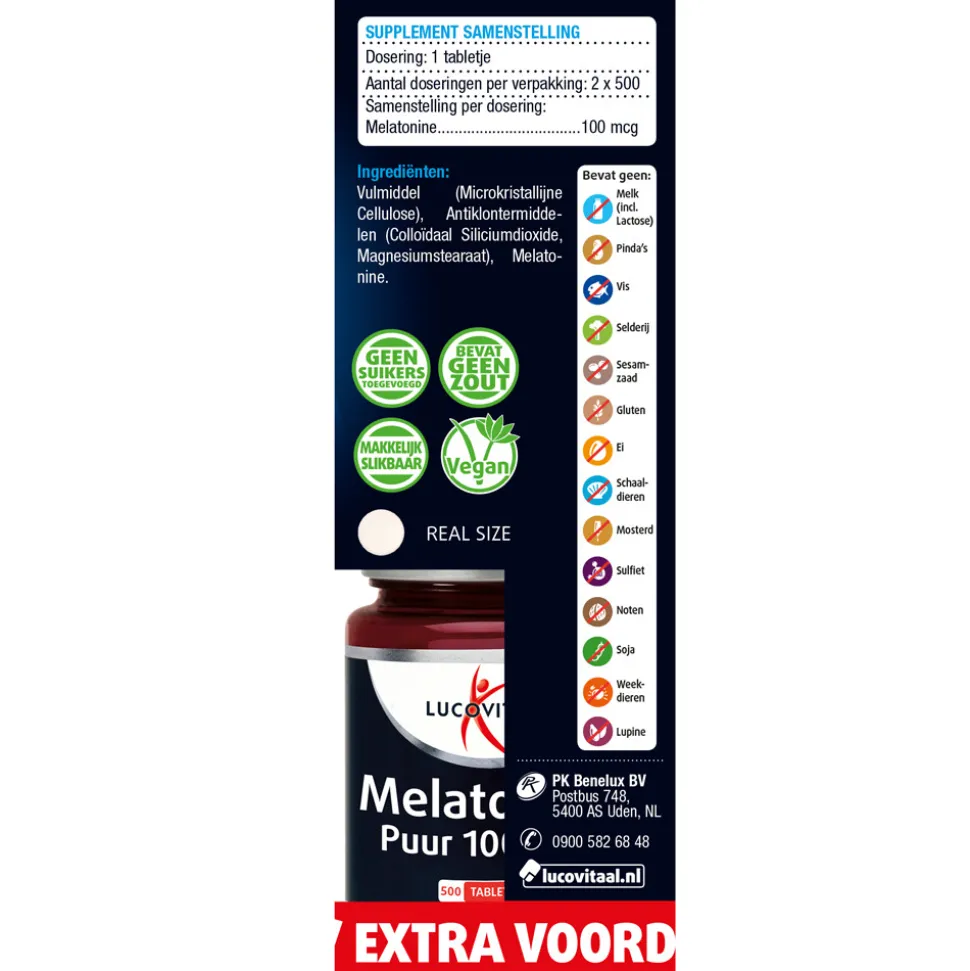2x Lucovitaal Melatonine 100mcg DUO Pack 2x500 tabletten