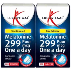 2x Lucovitaal Melatonine Puur 0,299mg Time Released 200 tabletten
