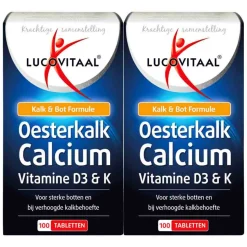 2x Lucovitaal Oesterkalk Calcium Vitamine D3 & K 100 tabletten