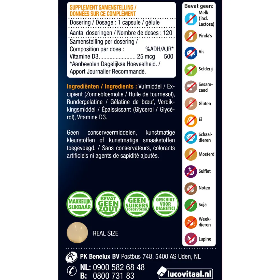 2x Lucovitaal Vitamine D3 25mcg 120 capsules