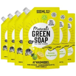 6x Marcel's Green Soap Afwasmiddel Lemon & Bergamot Navulling 500 ml