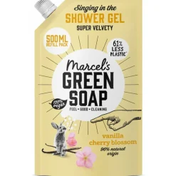 6x Marcel's Green Soap Shower Gel Navulling Vanille & Kersenbloesem 500 ml