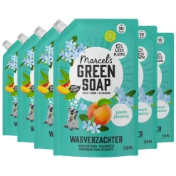 6x Marcel's Green Soap Wasverzachter Peach & Jasmine Navulling 750 ml