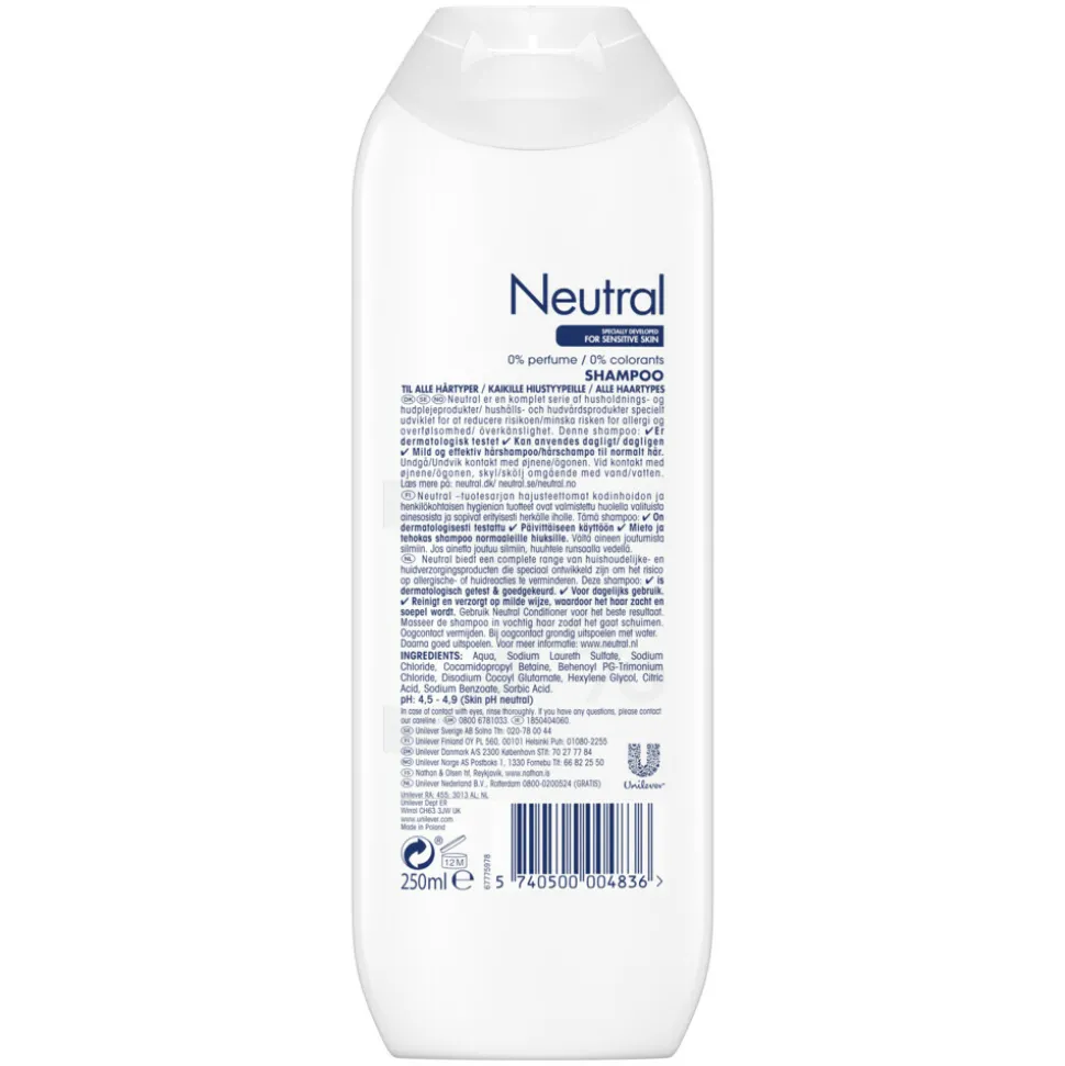 6x Neutral Shampoo Normaal 250 ml