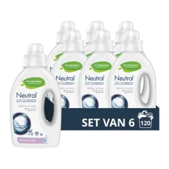 6x Neutral Vloeibaar Wasmiddel Wol & Fijn 20 Wasbeurten 1 liter