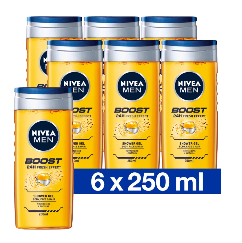 6x NIVEA Men Boost Douchegel 250 ml