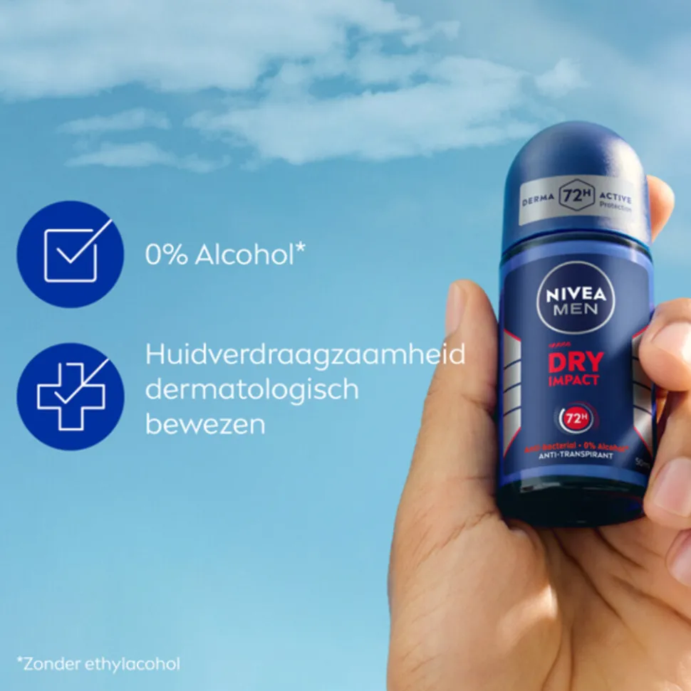 6x NIVEA Men Deodorant Roller Dry Impact 50 ml