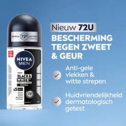 6x NIVEA Men Deodorant Roller Invisible for Black & White 50 ml