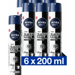 6x NIVEA Men Deodorant Spray Invisible for Black & White 200 ml