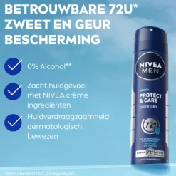 6x NIVEA Men Deodorant Spray Protect & Care 150 ml
