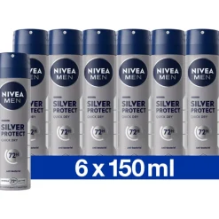 6x NIVEA Men Deodorant Spray Silver Protect 150 ml