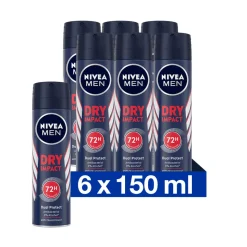 6x NIVEA Men Deodorant Spray Dry Impact 150 ml