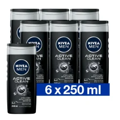6x NIVEA Men Douchegel Active Clean 250 ml