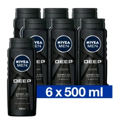 6x NIVEA Men Douchegel Deep Clean 500 ml