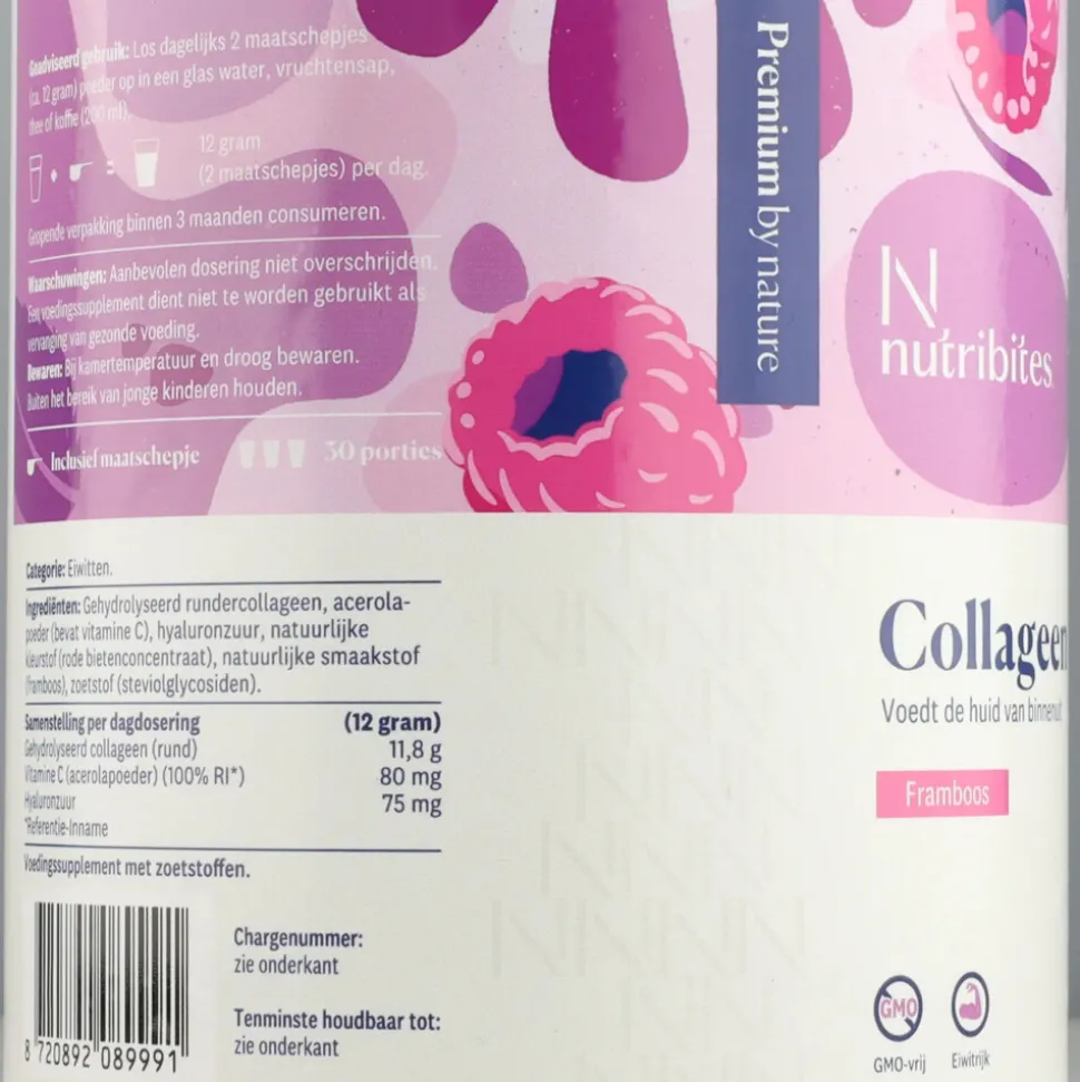 2x Nutribites Collageen Framboos Poeder 360 gr