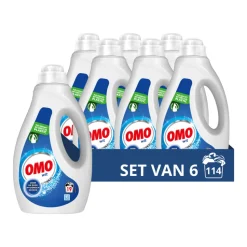 6x OMO Vloeibaar Wasmiddel Wit 19 Wasbeurten 950 ml