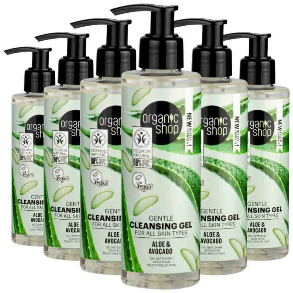 6x Organic Shop Cleansing Gel Avocado and Aloe 200 ml