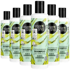 6x Organic Shop Strengthening Shampoo Anti-Hair Loss Algae and Lemongrass 280 ml