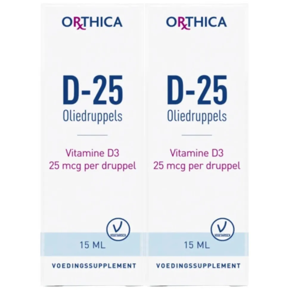 2x Orthica Vitamine D-25 Oliedruppels 15 ml
