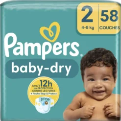 2x Pampers Baby Dry Luiers Maat 2 (4-8 kg) 58 stuks