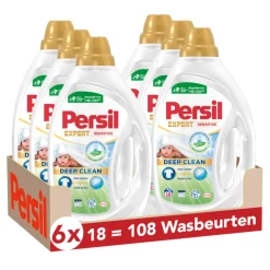 6x Persil Wasmiddel Expert Sensitive 18 Wasbeurten 810 ml