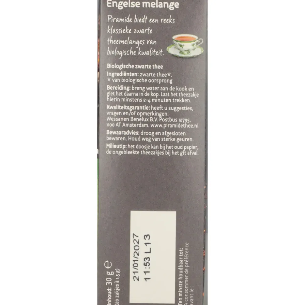 3x Piramide Biologische Theezakjes Engelse Melange 20 stuks