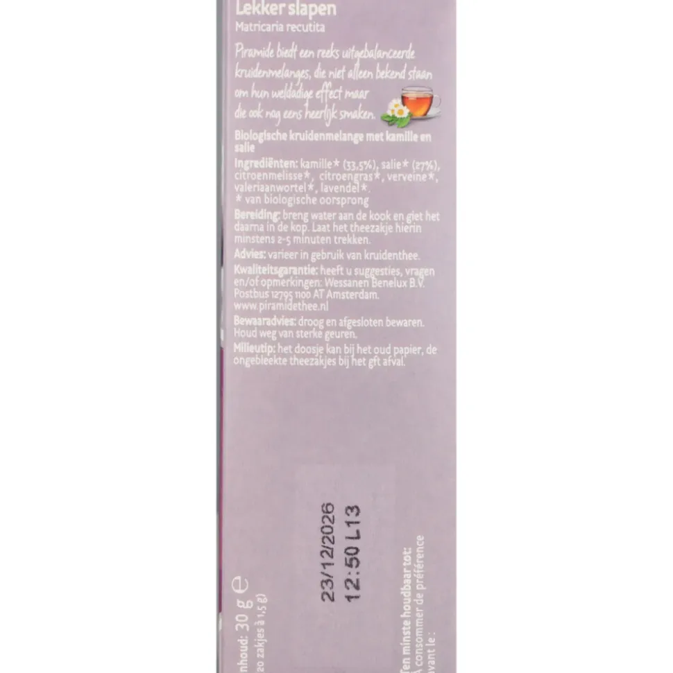 3x Piramide Lekker Slapen thee Bio 20 stuks