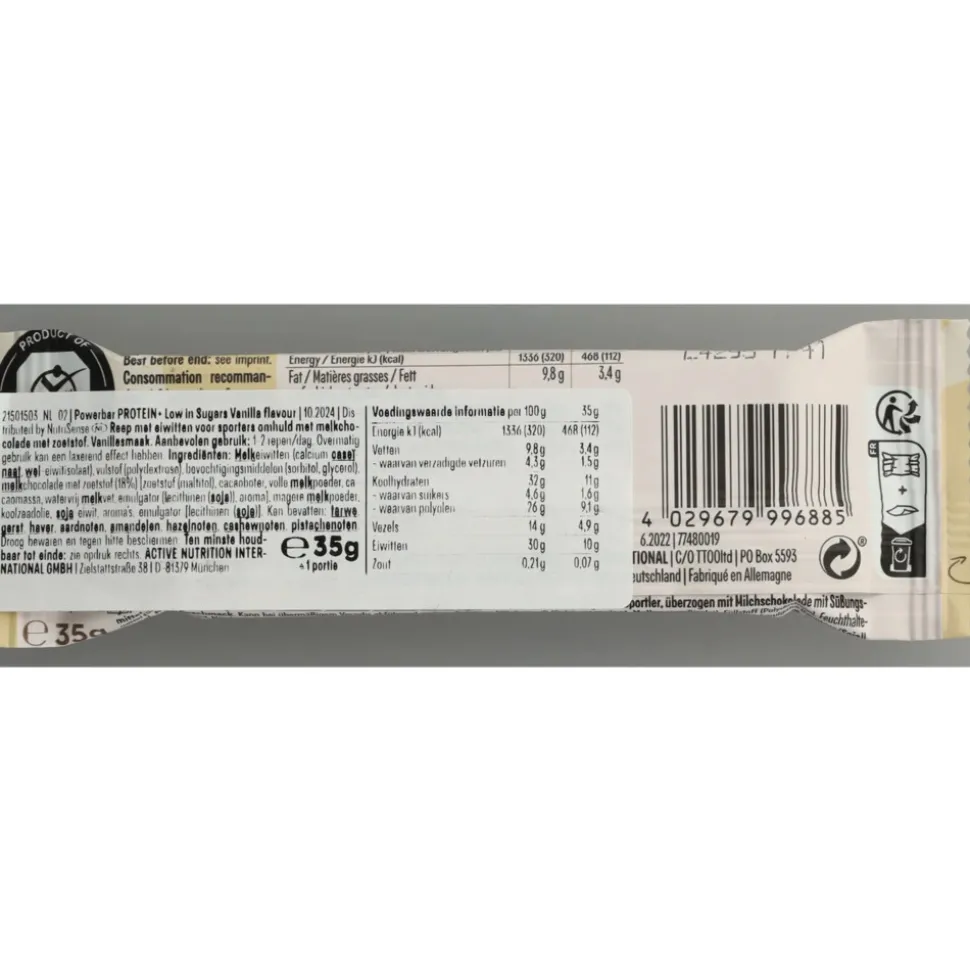 16x PowerBar Proteïne Plus Low Sugar Bar Vanille 30 gr