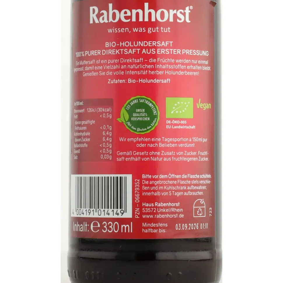 3x Rabenhorst Vlierbes 100% 330 ml