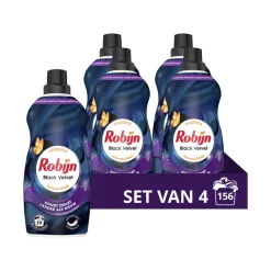 4x Robijn Klein & Krachtig Wasmiddel Black Velvet 39 Wasbeurten 1,19 liter