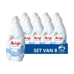 8x Robijn Klein & Krachtig Wasmiddel Stralend Wit 19 Wasbeurten 665 ml