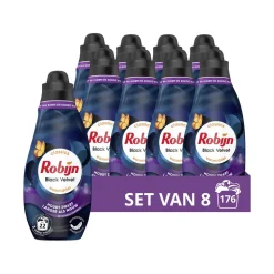 8x Robijn Klein & Krachtig Wasmiddel Black Velvet 22 Wasbeurten 665 ml