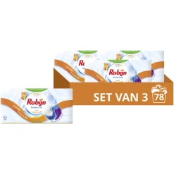 3x Robijn Wascapsules 3-in-1 Stralend Wit 26 stuks