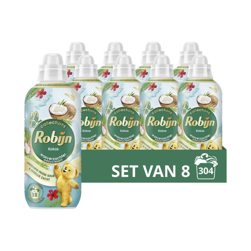 8x Robijn Wasverzachter Kokos Sensation 38 Wasbeurten 765 ml